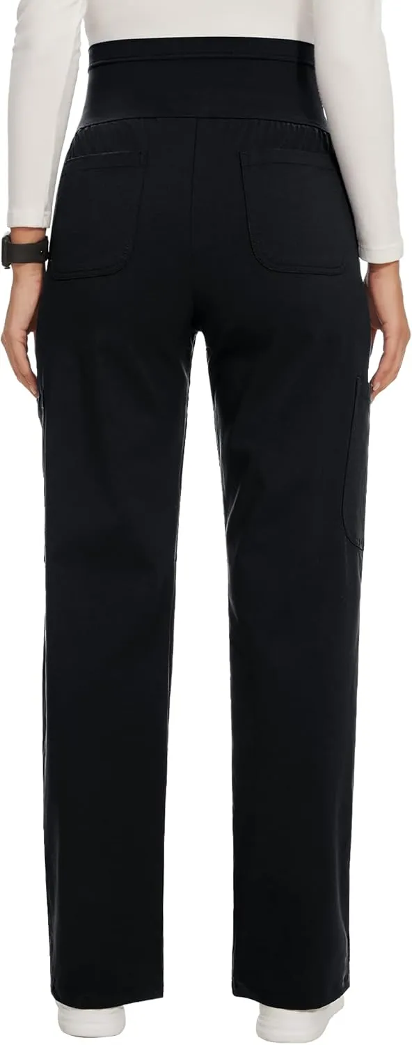 AMPOSH Women's Maternity Scrub Pants with 6 Pockets Stretchy Straight Leg Pregnancy Workwear