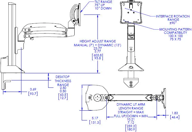 Chief Kontour Dynamic Column Mount, 1 Monitor - K1C110