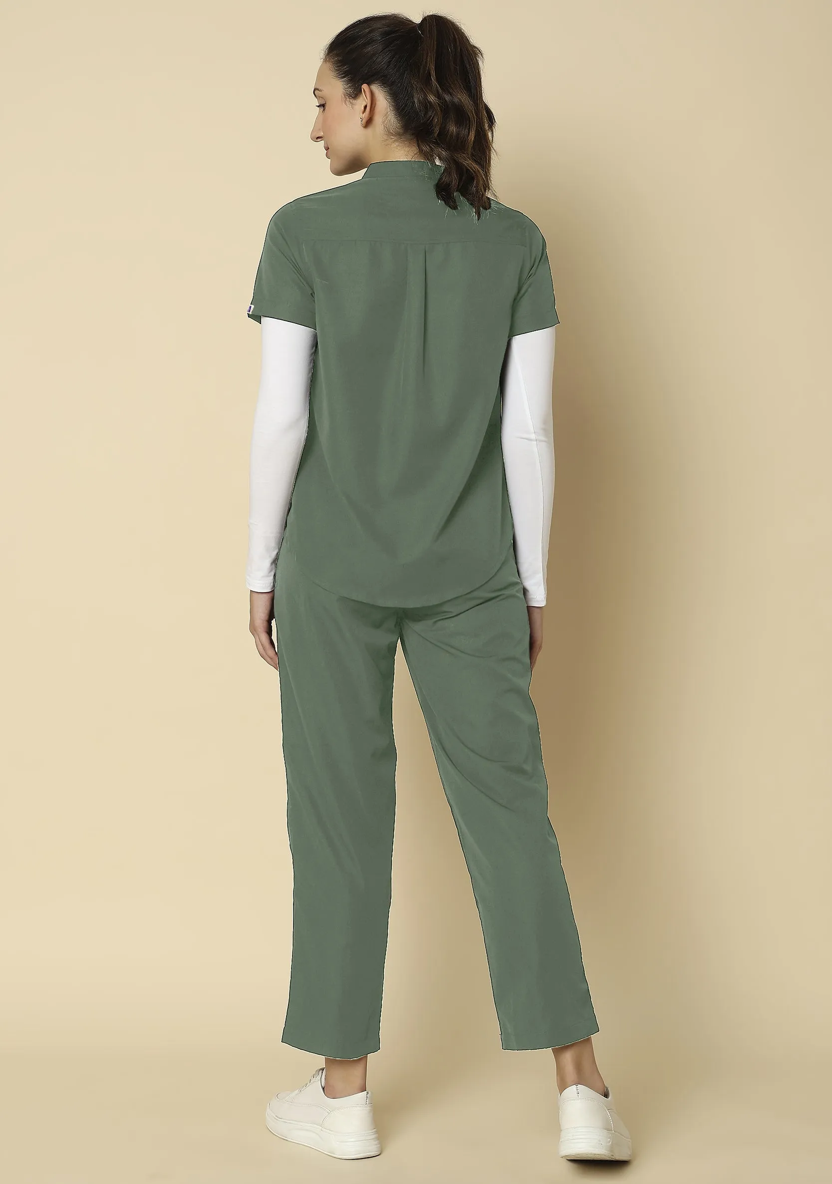 Classic Women's 5-Pocket Mandarin Collar (Olive) Scrub