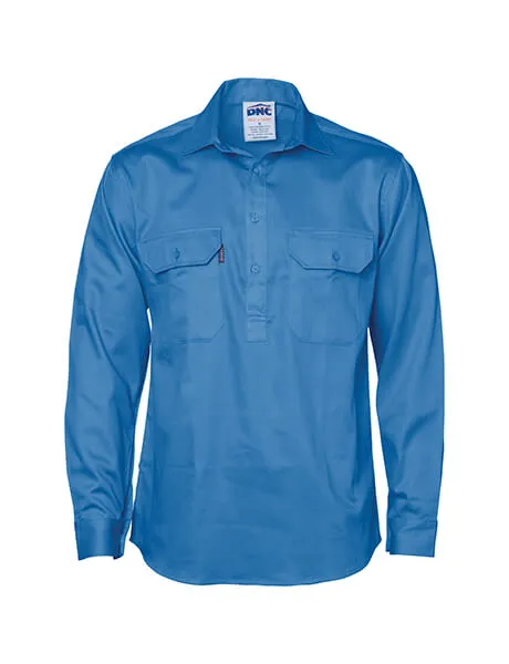 DNC Close Front Cotton Drill Shirt  Long Sleeve (3204)