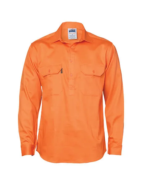 DNC Close Front Cotton Drill Shirt  Long Sleeve (3204)
