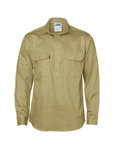 DNC Close Front Cotton Drill Shirt  Long Sleeve (3204)