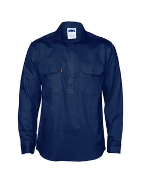 DNC Close Front Cotton Drill Shirt  Long Sleeve (3204)