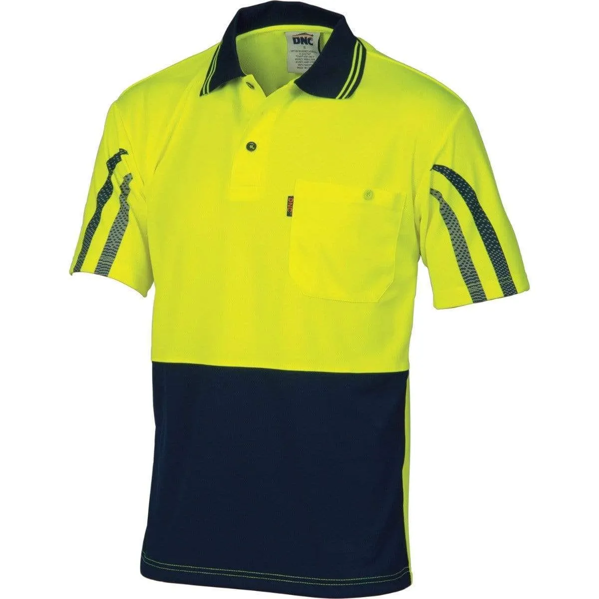 Dnc Workwear Hi-vis Cool-breathe Printed Short Sleeve Stripe Polo - 3752