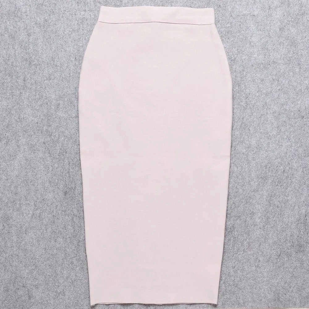 Elastic High Waist Back Split Midi Bandage Skirt