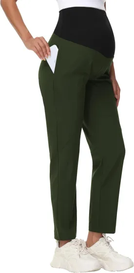 Foucome Women's Maternity Work Pants Comfy Casual Pregnancy Scrub Pants Straight Leg Workwear Scrubs