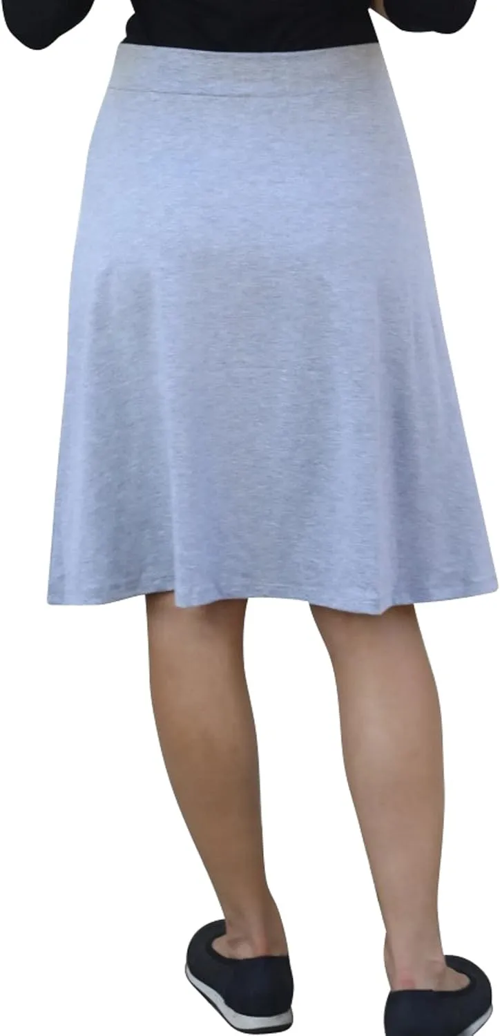 Kosher Casual Women's Modest Knee-Length A-Line Lightweight Cotton Spandex Skirt