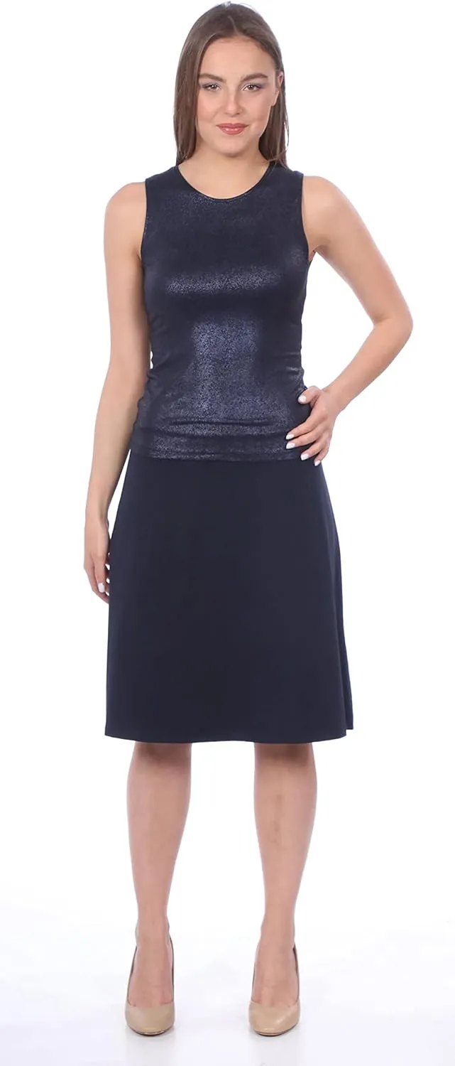 Kosher Casual Women's Modest Knee-Length A-Line Lightweight Cotton Spandex Skirt