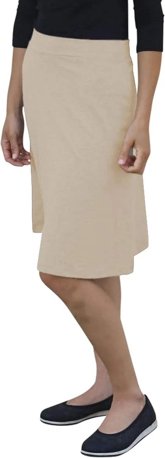 Kosher Casual Women's Modest Knee-Length A-Line Lightweight Cotton Spandex Skirt