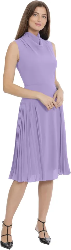 Maggy London Women's Sleeveless Cowl Neck Dress with Fluted Skirt Office Workwear