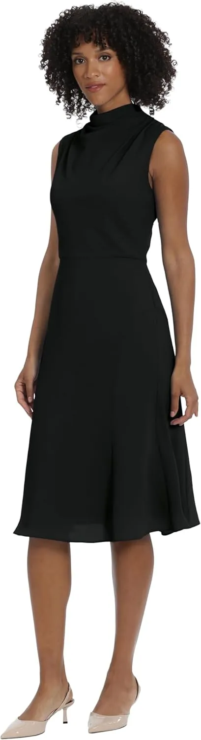 Maggy London Women's Sleeveless Cowl Neck Dress with Fluted Skirt Office Workwear