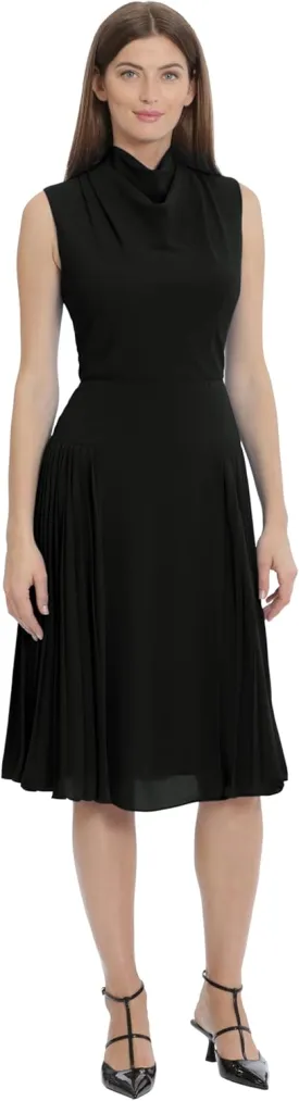 Maggy London Women's Sleeveless Cowl Neck Dress with Fluted Skirt Office Workwear