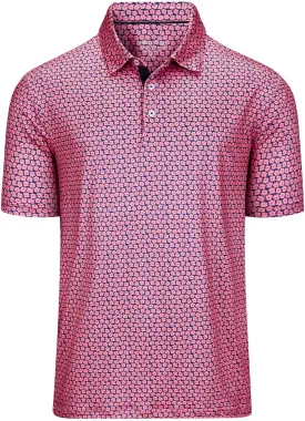 Mens Golf Polo Shirts Short Sleeve Print Performance Moisture Wicking Dry Fit Collared Golf Shirts for Men