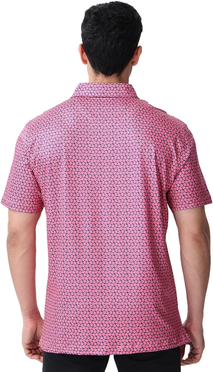 Mens Golf Polo Shirts Short Sleeve Print Performance Moisture Wicking Dry Fit Collared Golf Shirts for Men