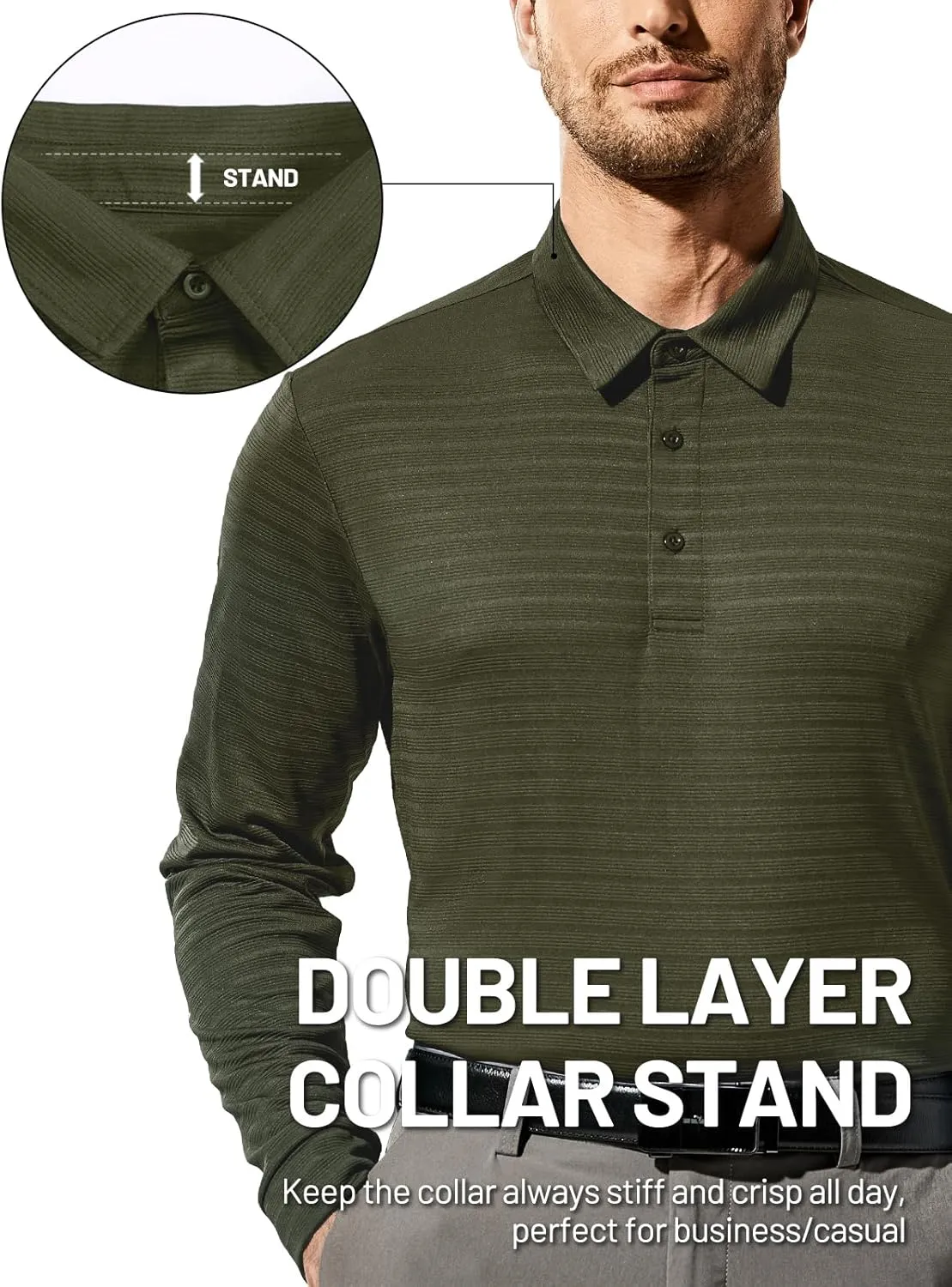 MIER Men's Quick Dry Polo Golf Shirts - Short & Long Sleeve Polyester Casual Lightweight Soft Collared Shirts