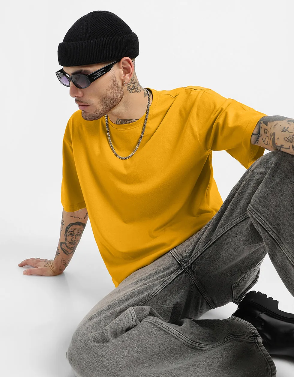 Mustard Solid Oversized T-shirt