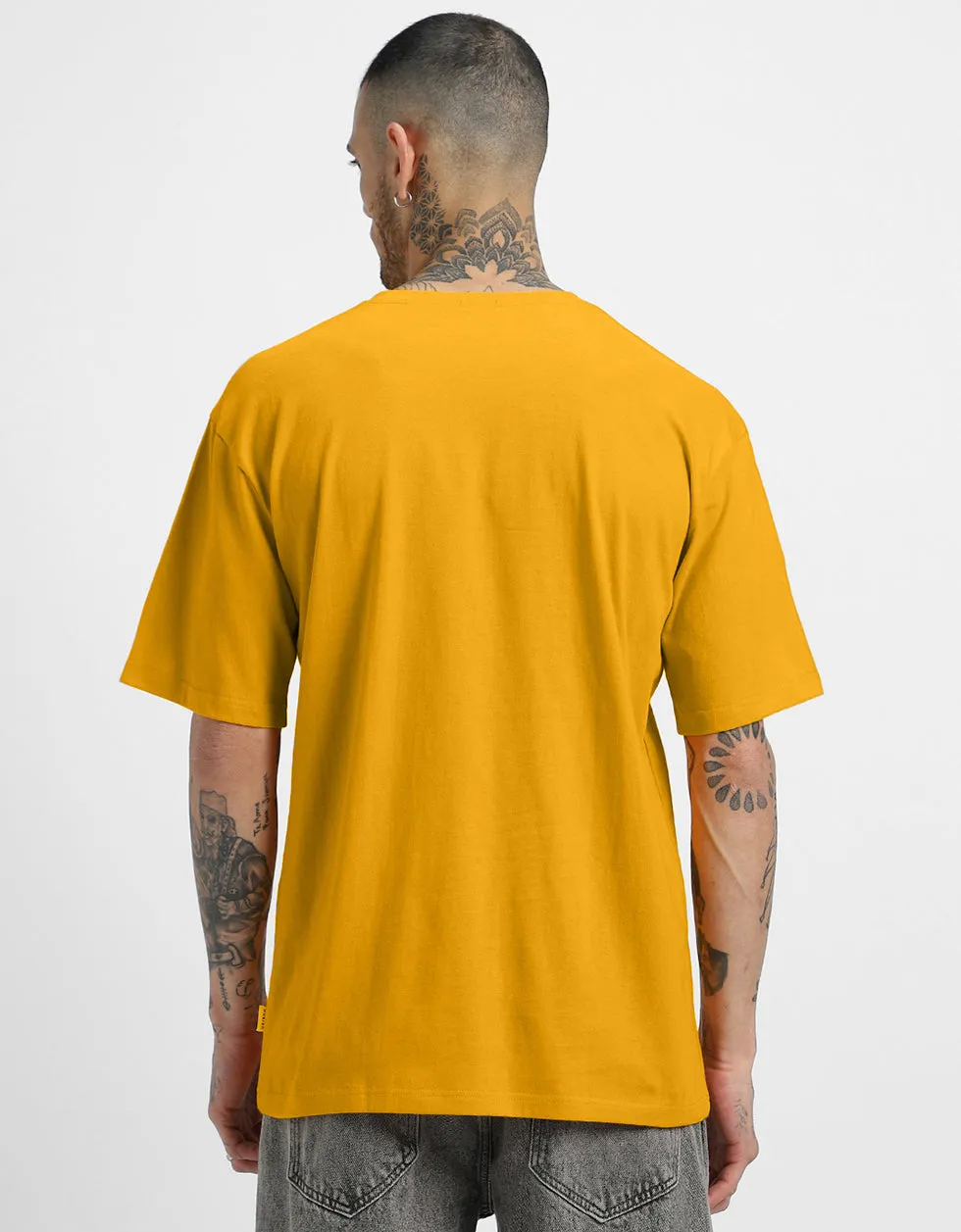 Mustard Solid Oversized T-shirt