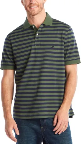 Nautica Men's Classic Fit 100% Cotton Soft Short Sleeve Stripe Polo Shirt