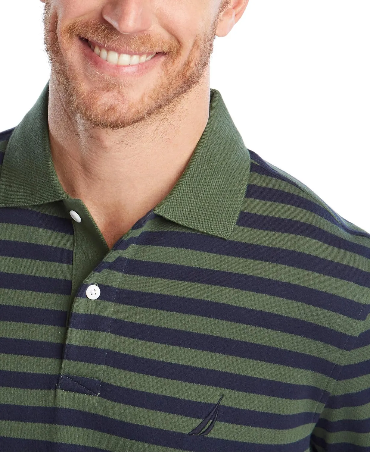 Nautica Men's Classic Fit 100% Cotton Soft Short Sleeve Stripe Polo Shirt