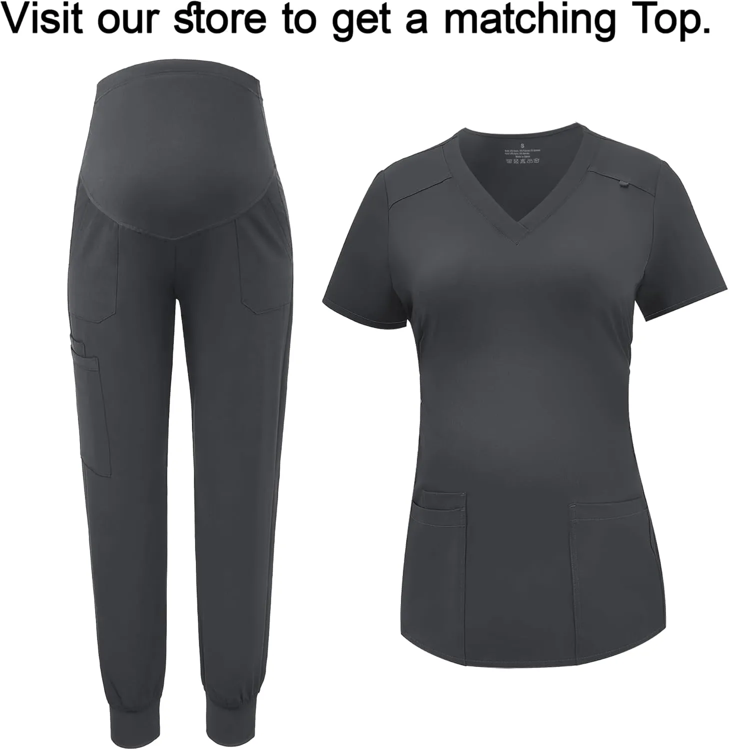 PACBREEZE Women's Maternity Scrubs with 6 Pockets, Workwear Maternity Jogger Scrubs Pregnancy Pants, S-XXL