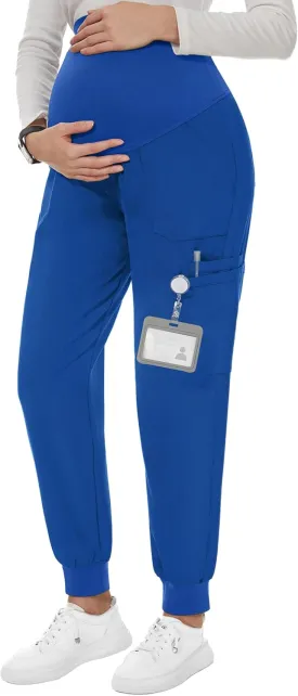 PACBREEZE Women's Maternity Scrubs with 6 Pockets, Workwear Maternity Jogger Scrubs Pregnancy Pants, S-XXL