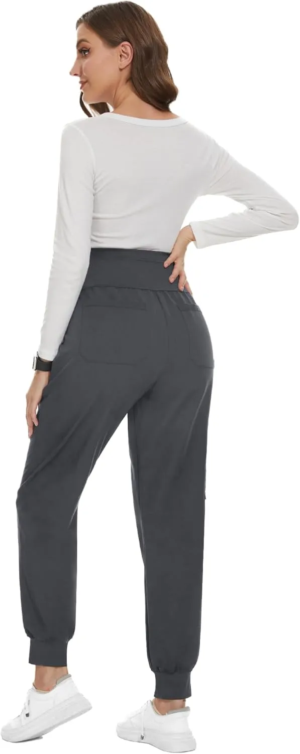PACBREEZE Women's Maternity Scrubs with 6 Pockets, Workwear Maternity Jogger Scrubs Pregnancy Pants, S-XXL