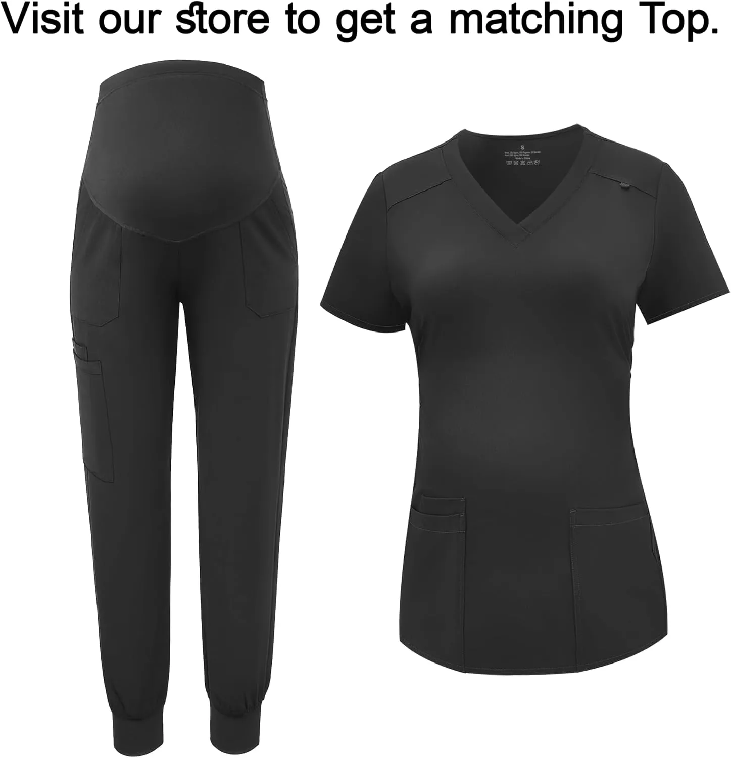 PACBREEZE Women's Maternity Scrubs with 6 Pockets, Workwear Maternity Jogger Scrubs Pregnancy Pants, S-XXL