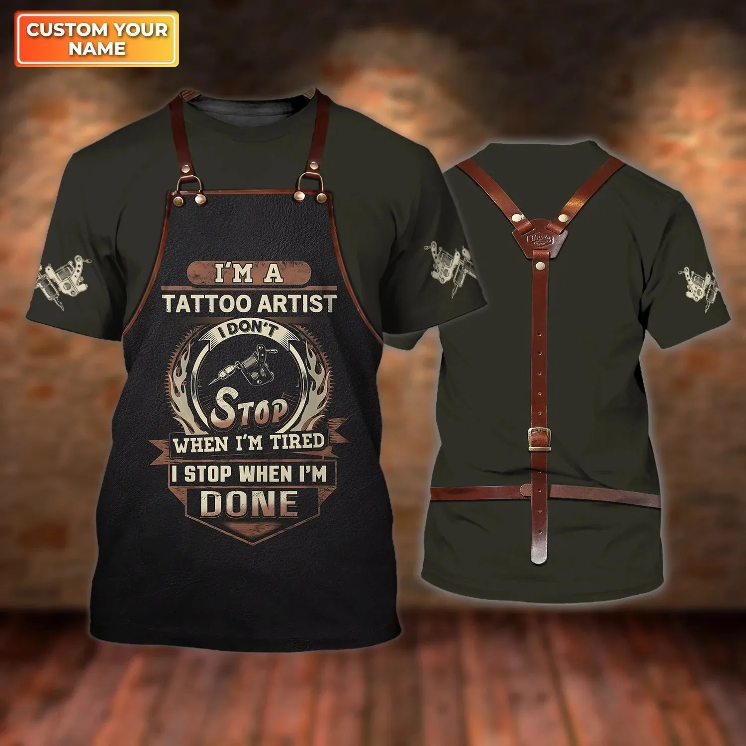 Personalized 3D All Over Print Tattoo Men Shirt, Tattoo Artist Shop Uniform, Don't Stop When I'm Tired, Gift For Tattoo
