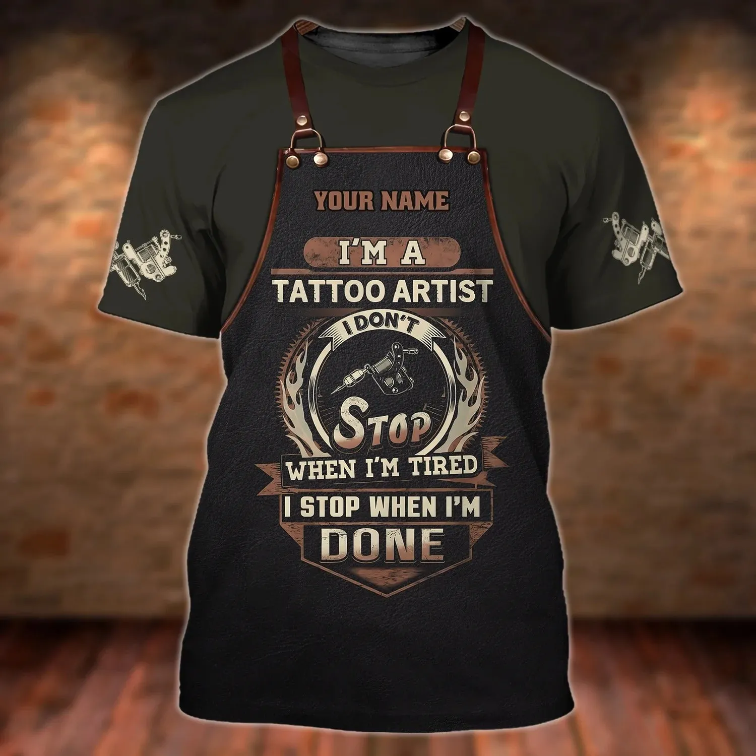 Personalized 3D All Over Print Tattoo Men Shirt, Tattoo Artist Shop Uniform, Don't Stop When I'm Tired, Gift For Tattoo
