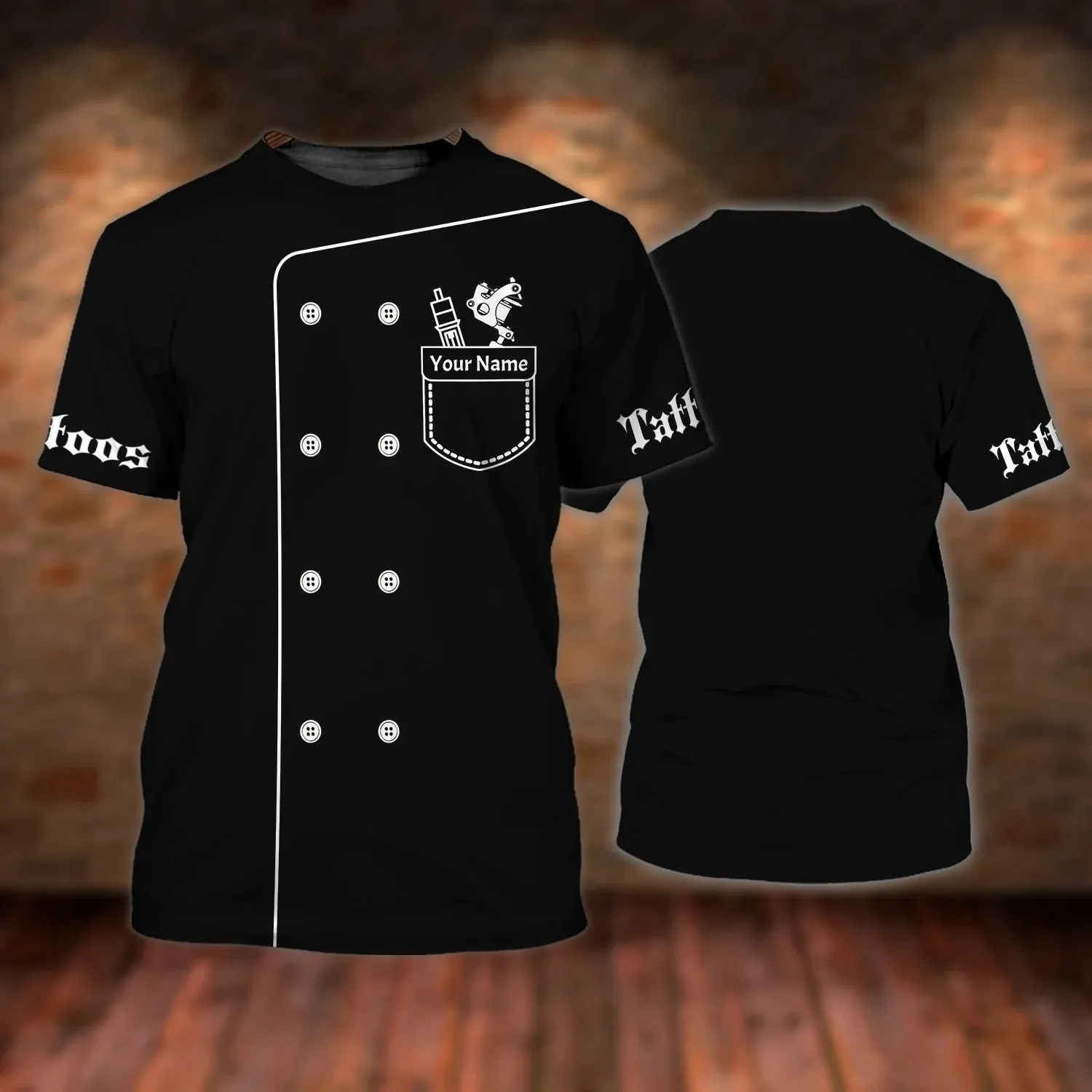 Personalized Name 3D Print Black Tattoo Shirt Men Women, Unisex Shirt For A Tattoo, Tattoo Shop Gifts