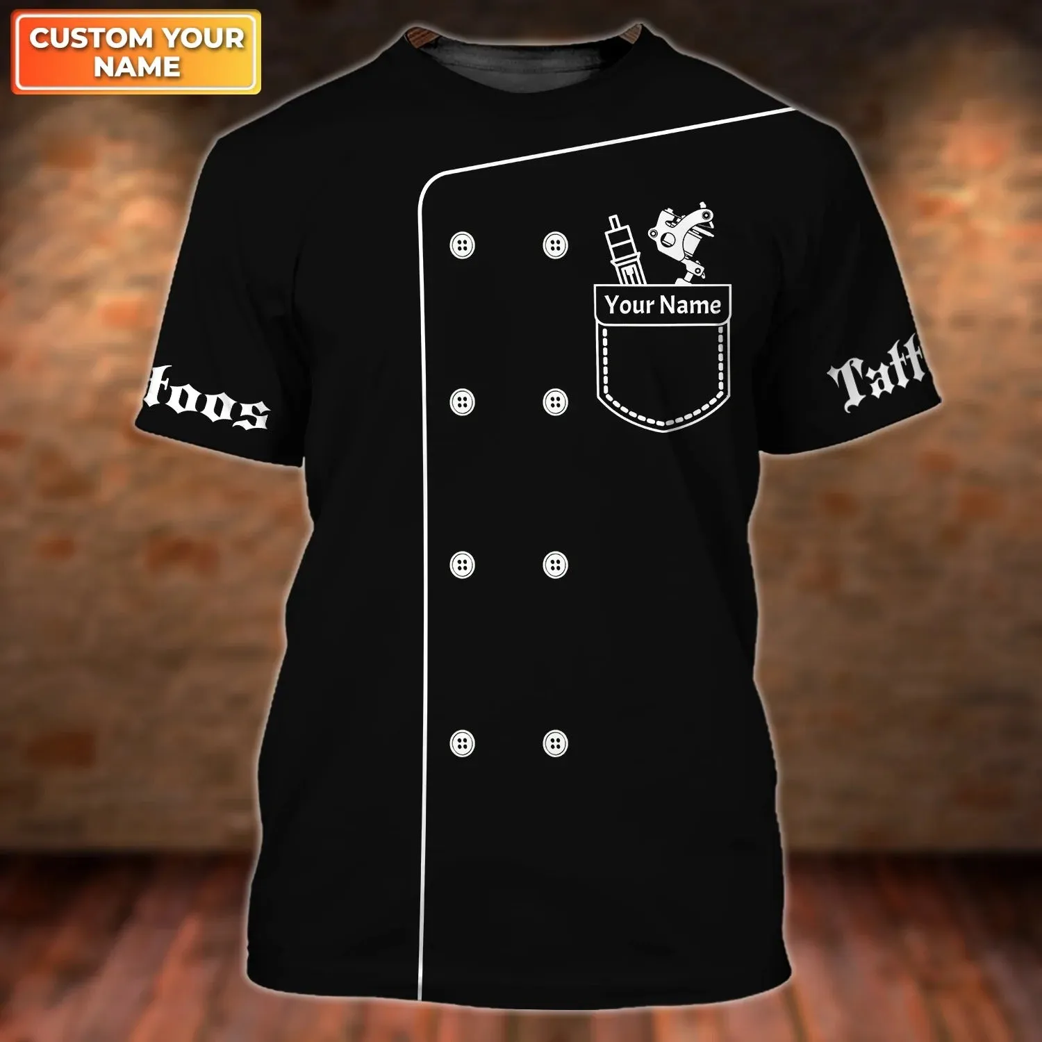 Personalized Name 3D Print Black Tattoo Shirt Men Women, Unisex Shirt For A Tattoo, Tattoo Shop Gifts
