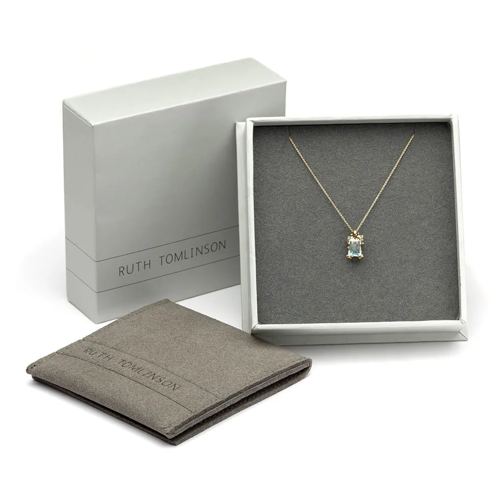Raw Aquamarine and Diamond Encrusted Pendant