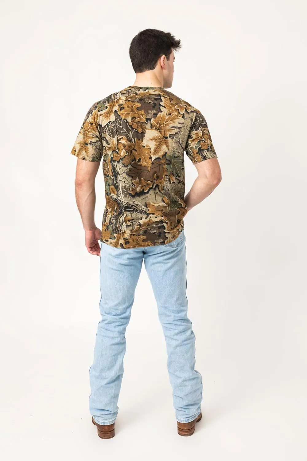 Realtree Camo Hunting Shirt  Short Sleeve Lightweight Cotton-Poly Jersey Tee, Chest Pocket  Outdoor & Workwear