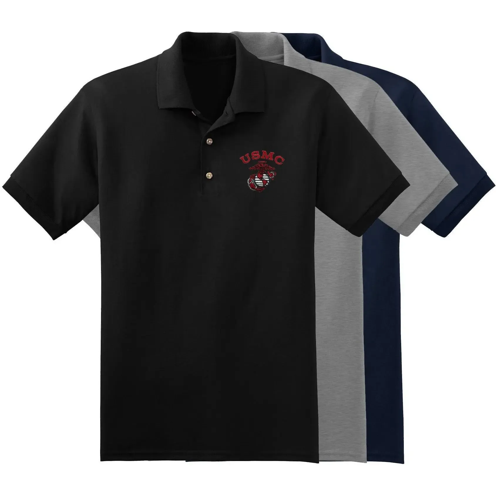 Red USMC EGA Embroidered Polo