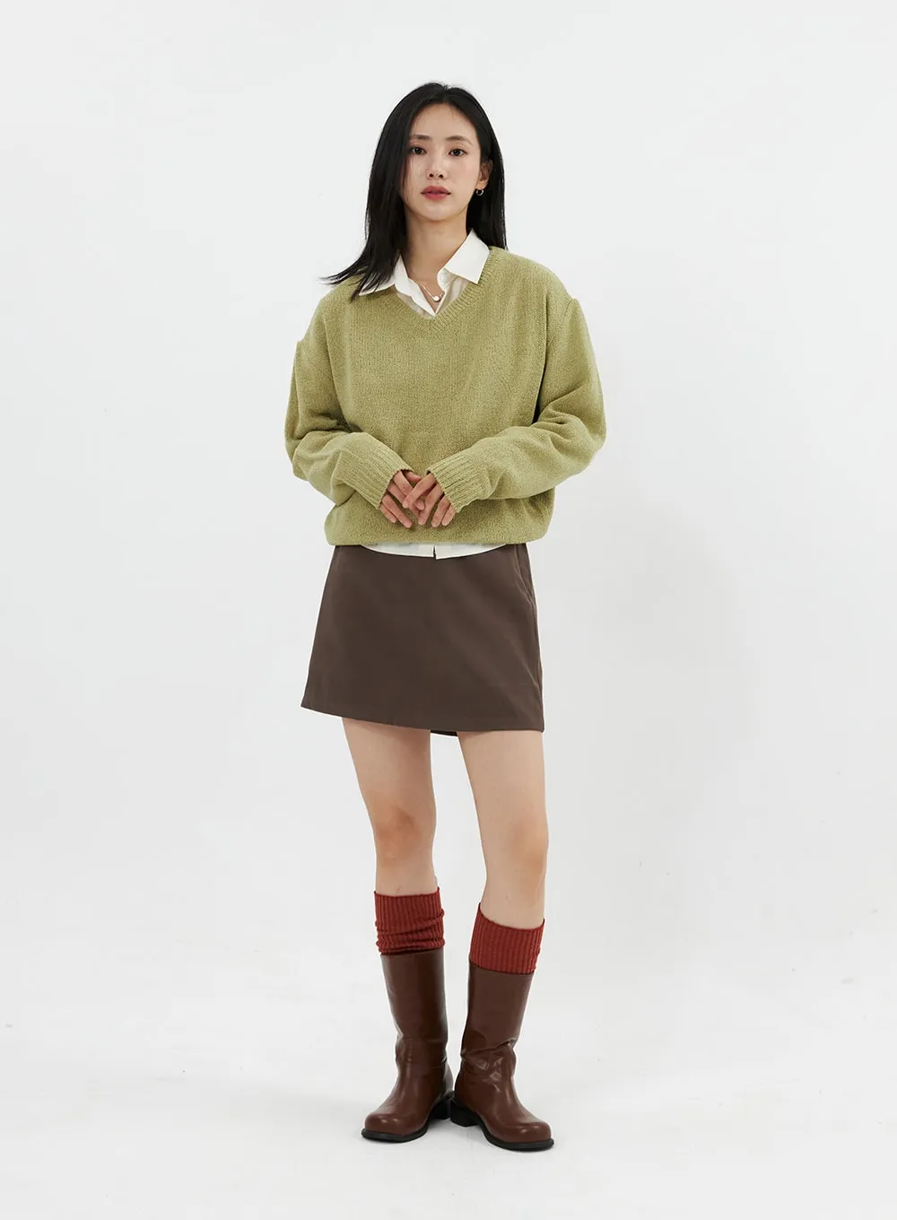 V-Neck Knit Sweater OO305