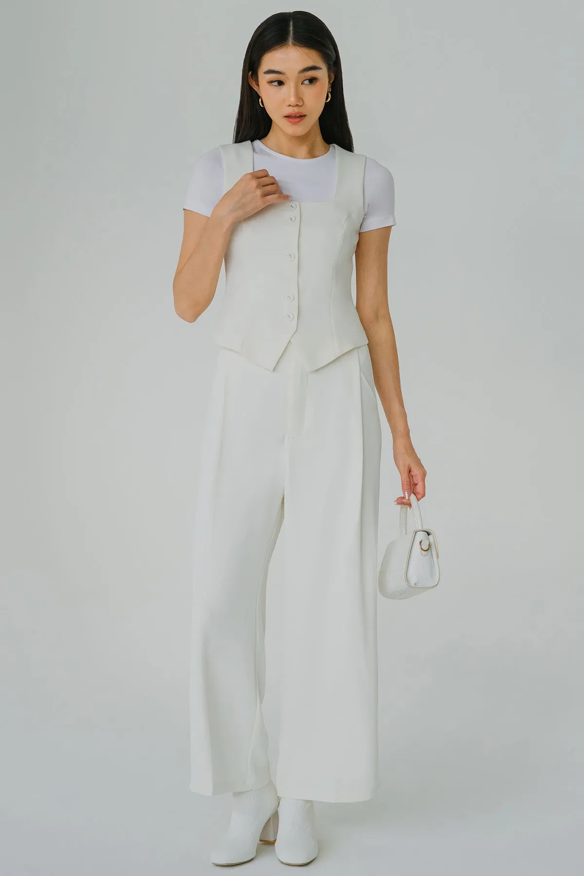 Vivienne Square Neck Top (White)