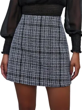 WDIRARA Women's Mid Waist Above Knee Casual Plaid Mini Skirt