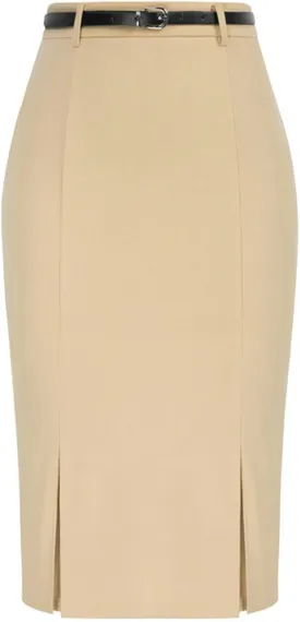 Women Back Slit Skirt High Waist Kickpleats Decorated Pencil Skirt Workwear Office Lady High Waist Pencil Skirts