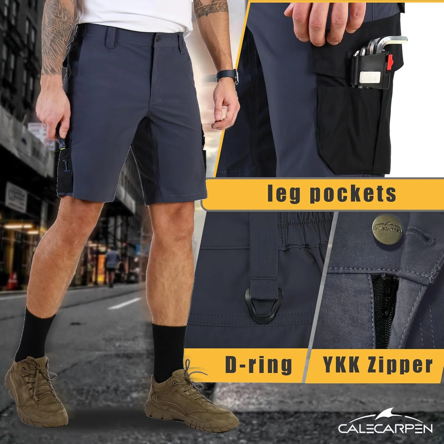 Work Shorts for Men Construction Mens Workwear Utility Cargo Stretch Water Repellent Tactical Loose Fit Short