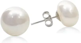 YING LAN Pearl Earrings for Women,AAA Freshwater Cultured Button Pearl Stud Earrings With 925 Sterling Silver