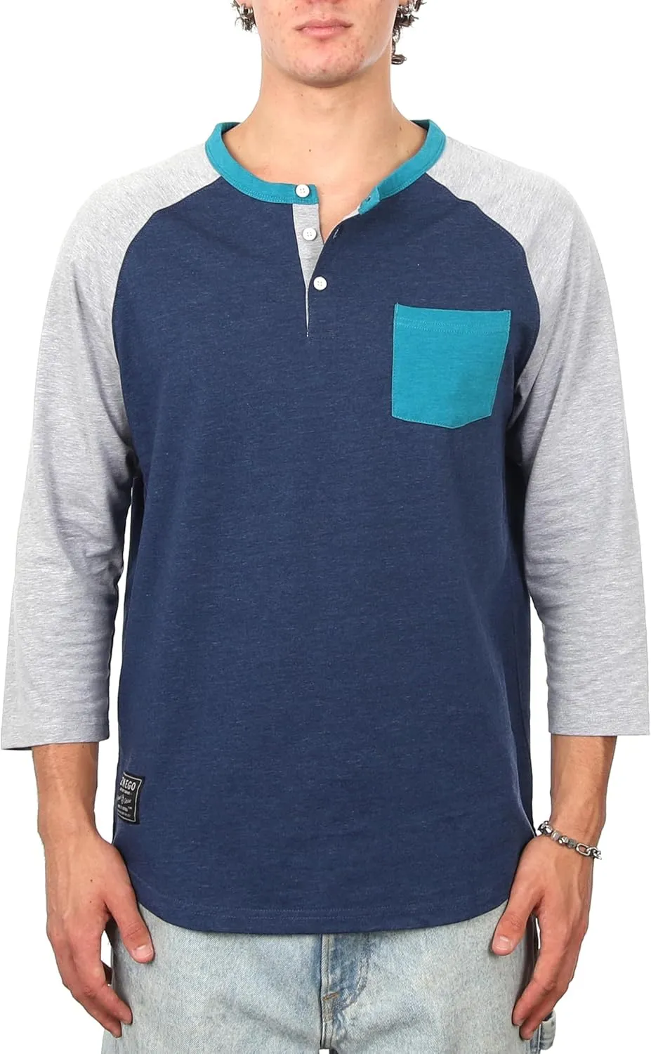 ZIMEGO Mens 3/4 Quarter Sleeve Shirts - Modern Fit Baseball Henley