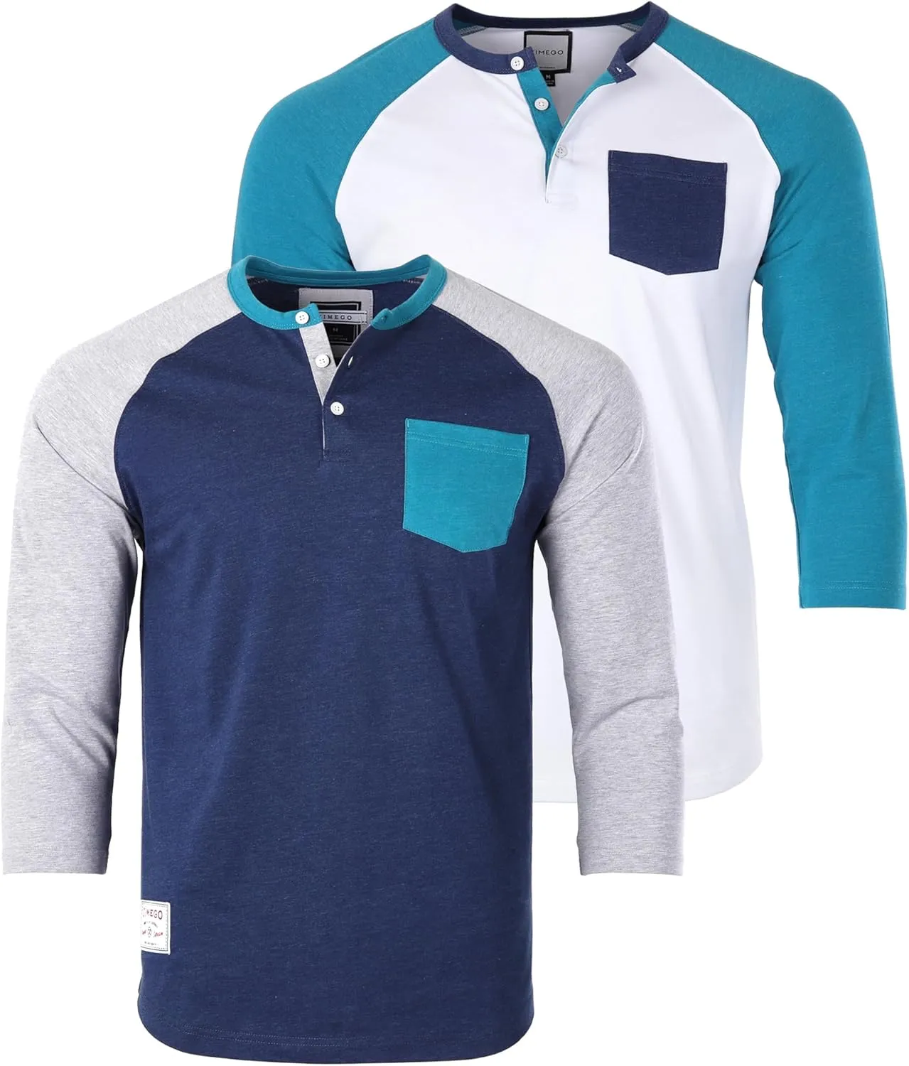 ZIMEGO Mens 3/4 Quarter Sleeve Shirts - Modern Fit Baseball Henley