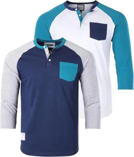 ZIMEGO Mens 3/4 Quarter Sleeve Shirts - Modern Fit Baseball Henley