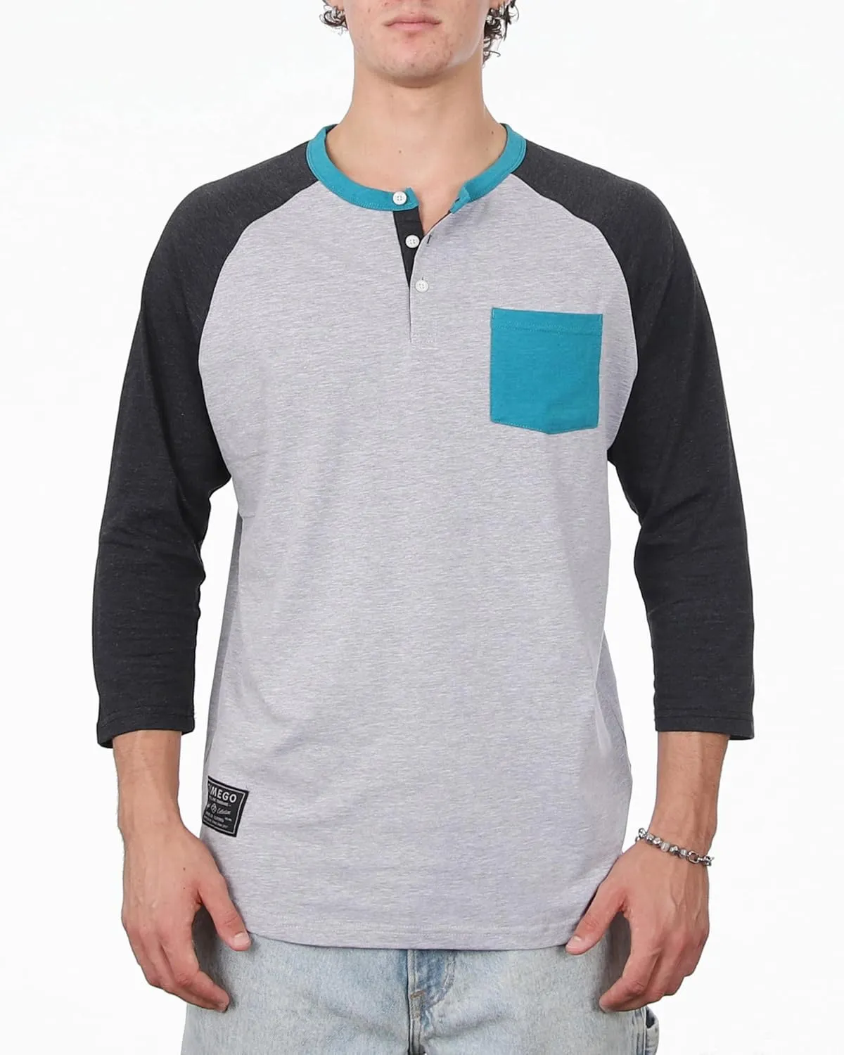 ZIMEGO Mens 3/4 Quarter Sleeve Shirts - Modern Fit Baseball Henley