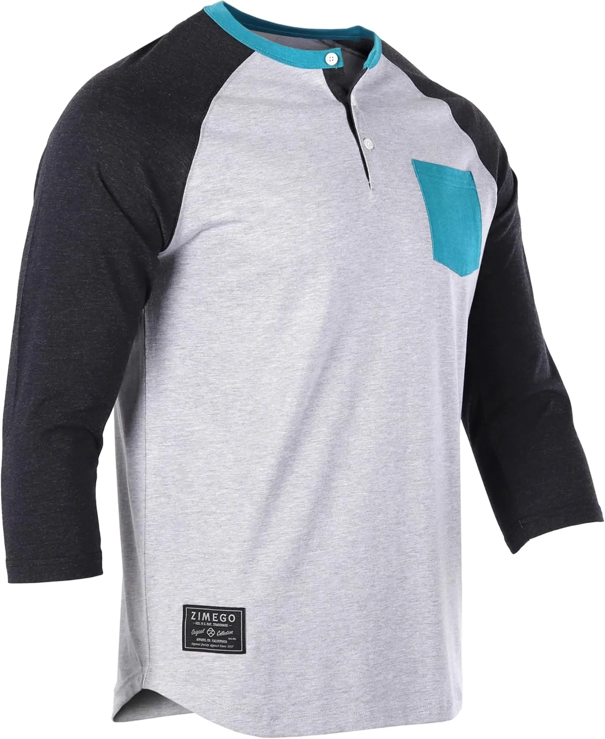 ZIMEGO Mens 3/4 Quarter Sleeve Shirts - Modern Fit Baseball Henley