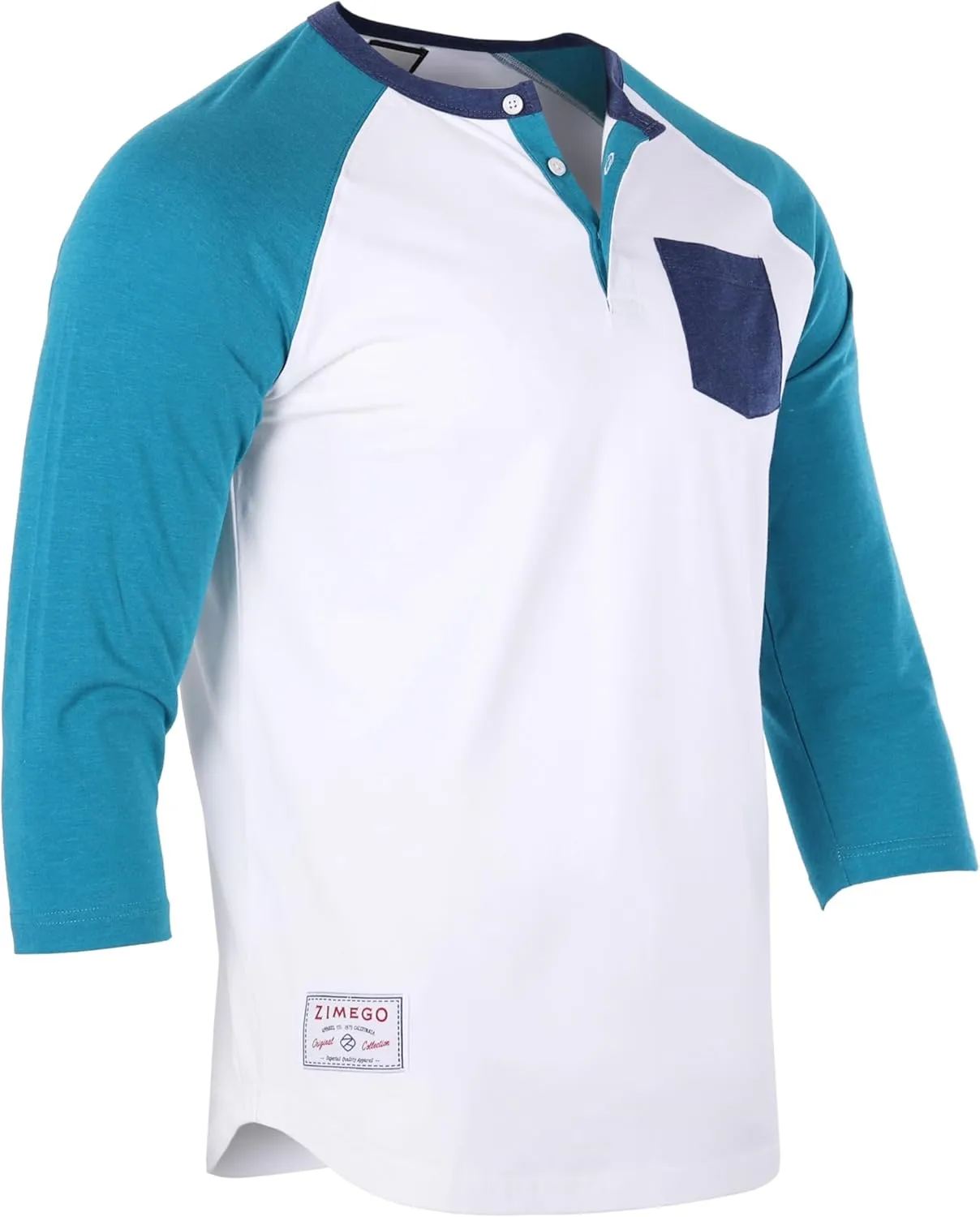 ZIMEGO Mens 3/4 Quarter Sleeve Shirts - Modern Fit Baseball Henley
