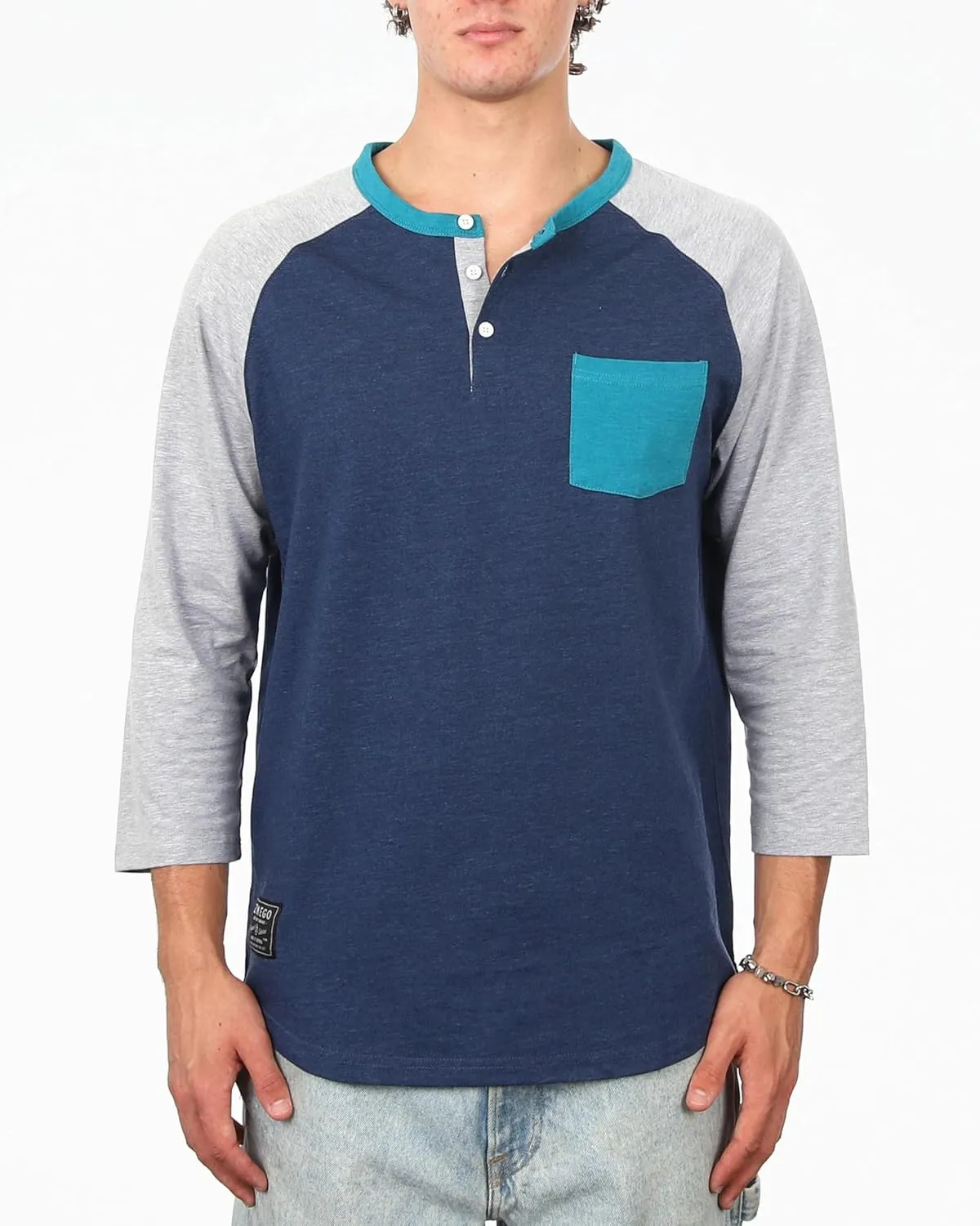 ZIMEGO Mens 3/4 Quarter Sleeve Shirts - Modern Fit Baseball Henley